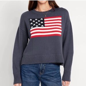 NWT Old Navy XXL crew neck American flag sweater USA